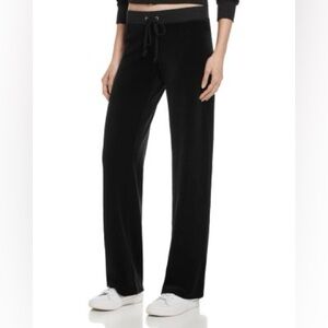 Juicy Couture Black Velour Original Leg Straight Leg Low Waist Lounge Pants